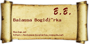 Balassa Boglárka névjegykártya
